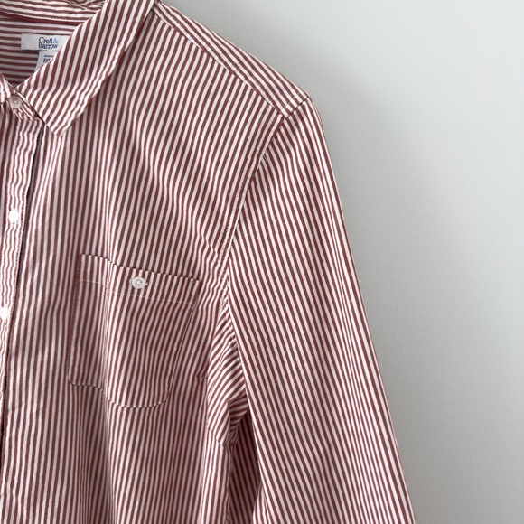 Croft & Barrow Rust Red/ White Striped Button Up Shirt - Picture 3 of 9